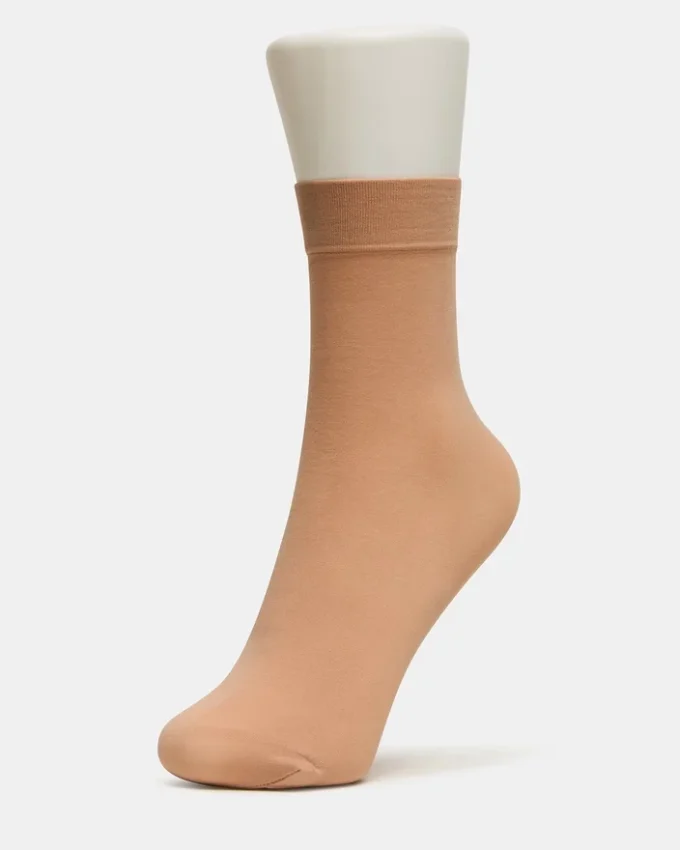 2-pak gennemsigtige ankelkorte strømper med blomstermønster i vaniljefarve 2-pak gennemsigtige ankelkorte strømper med blomstermønster i vaniljefarve