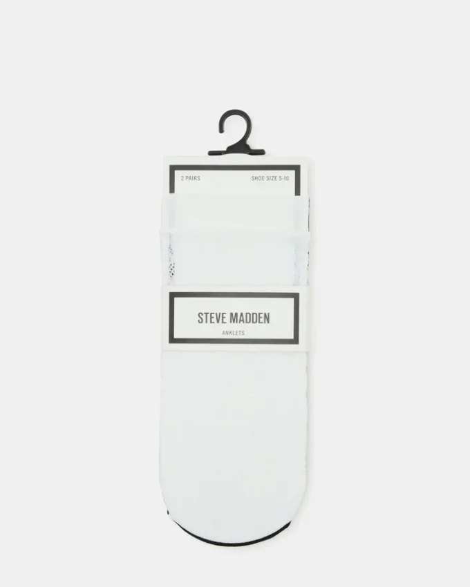 2-pak hvidt ankelhøjt strømper med blonder