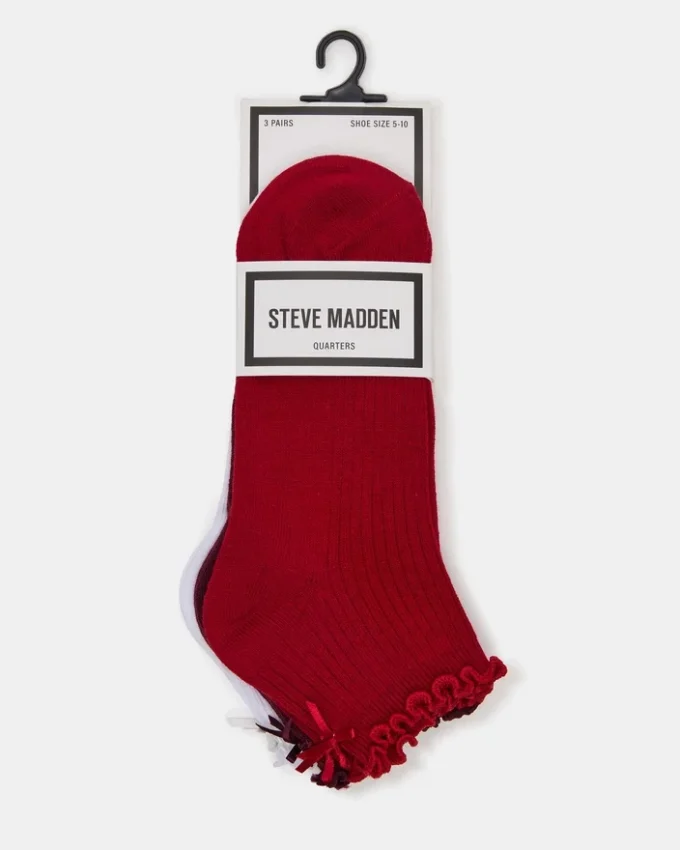 3-pak Melody-strømper med blonderkant og sløjfe, rød, multi 3-pak Melody-strømper med blonderkant og sløjfe, rød, multi