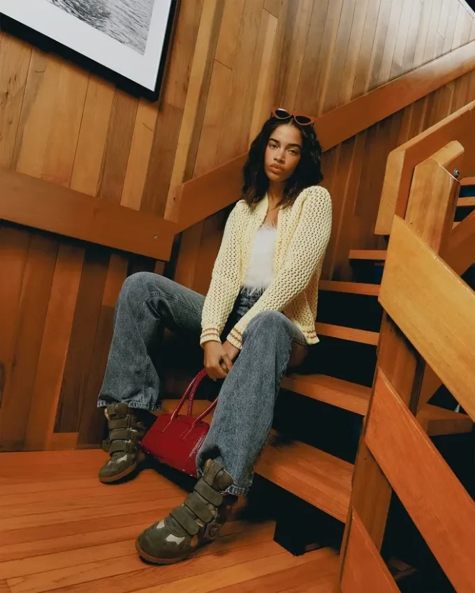 Anise-taske i rødt krokodilleskind