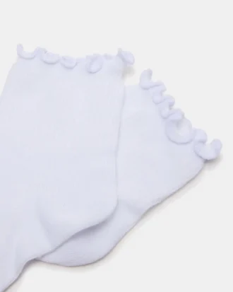 Ankel-strømper med salatkant, hvid
