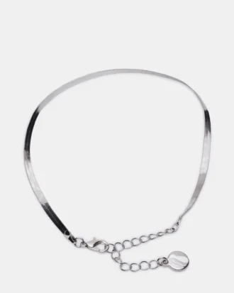 Ankelkædesæt i sølv med fiskebensmønster