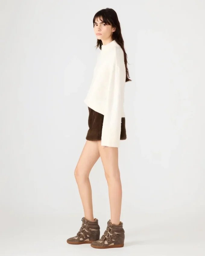 Aviva nederdel i imiteret pels, mørk espresso