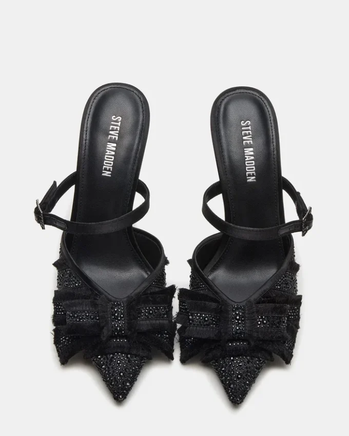 Baylin sort satin med rhinestones Baylin sort satin med rhinestones