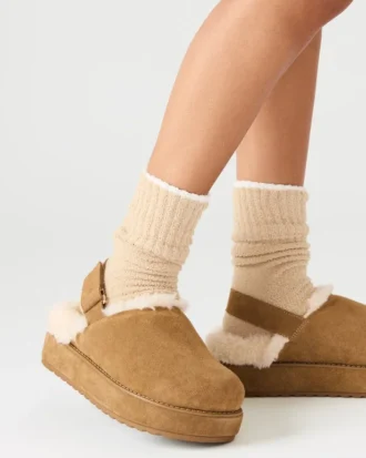 Blødt imiteret pels Cognacfarvet ruskind