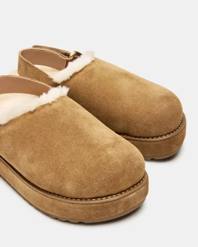 Blødt imiteret pels Cognacfarvet ruskind