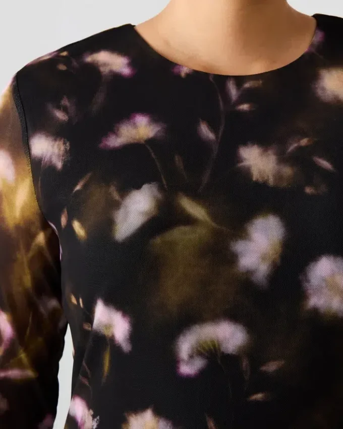 Bliss-kjole i sort med små blomster