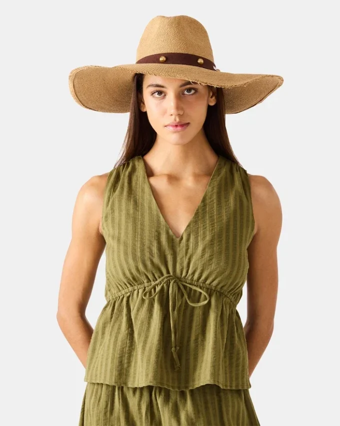 Boho Glam Studs stråhat i tan