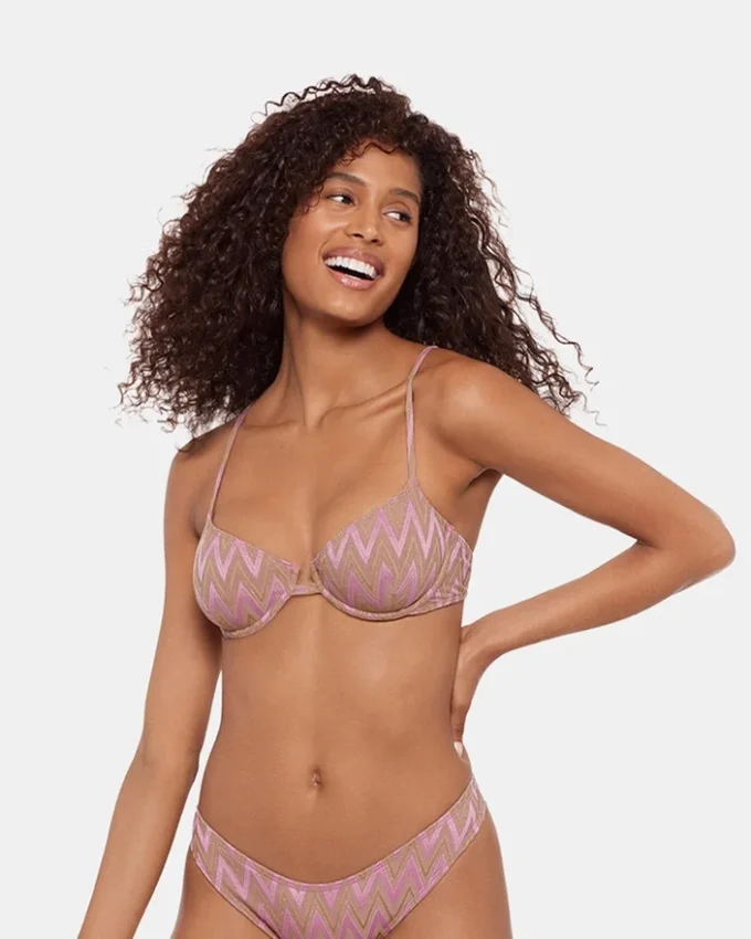 Chevron Glimmer bikini-top, lilla