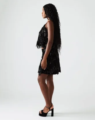 Cindi pailletnederdel, sort