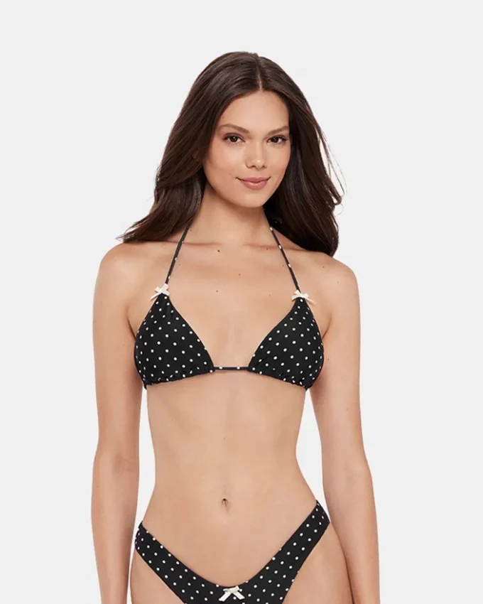 Darling Dot Bikini-top, sort med mønster