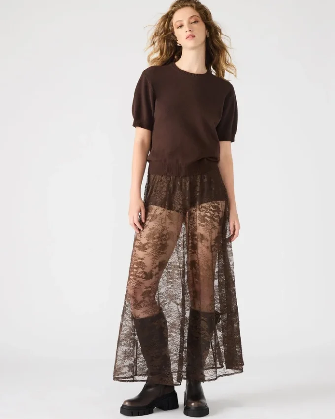 Gisela-nederdel i mørk espresso