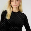 Hailee fløjlskjole med nitter, sort