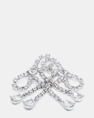 Rhinestone-øreringe med sløjfe i sølv