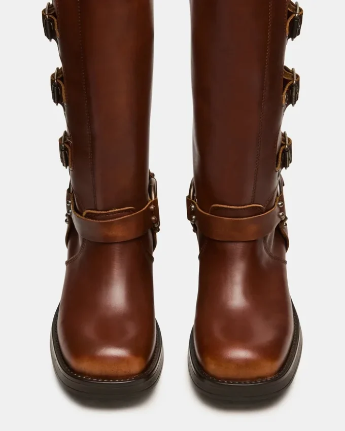 Rocky Cognac Distressed Wide Calf