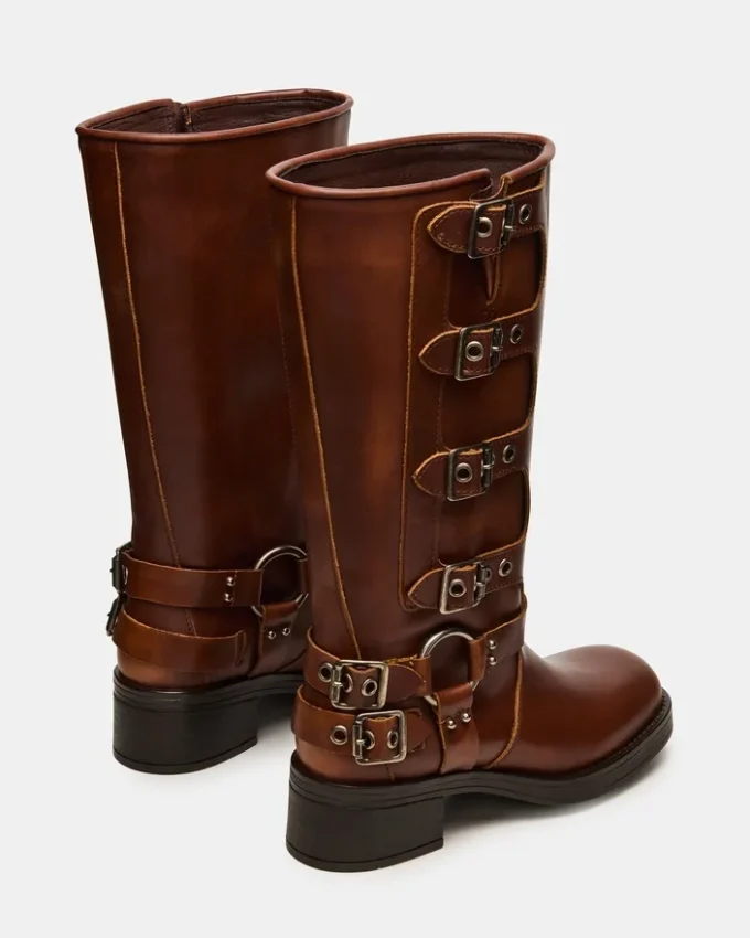 Rocky Cognac Distressed Wide Calf