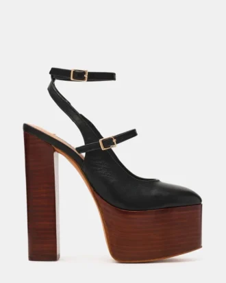 Scotlyn Stacked Black Leather