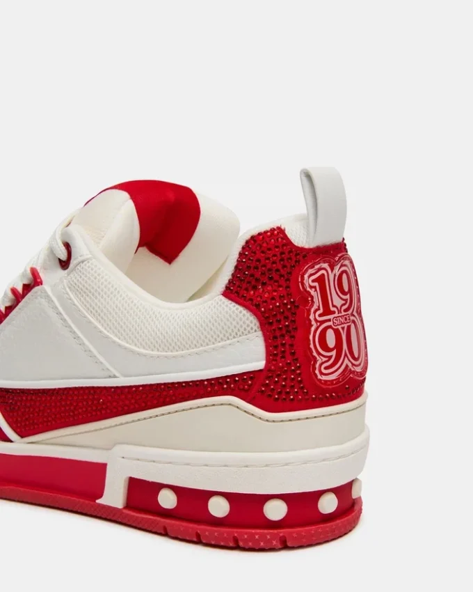 Skater Rød/Hvid Rhinestones