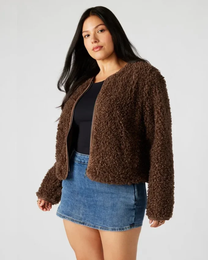Teddy-jakke, brun