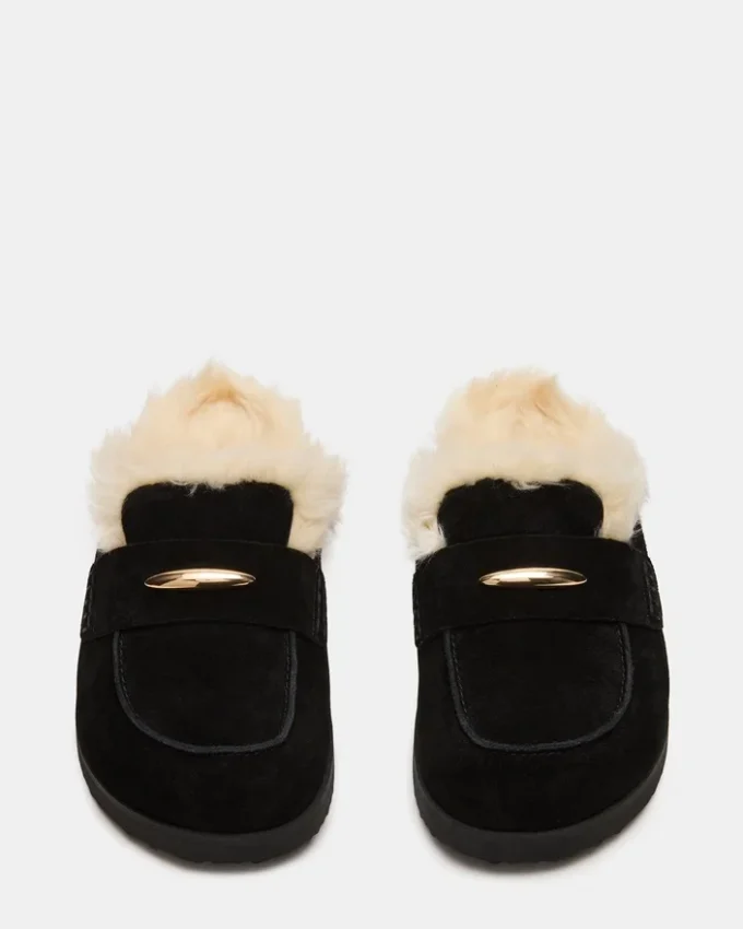 Tobin Faux Fur Black Suede