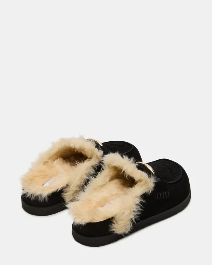 Tobin Faux Fur Black Suede